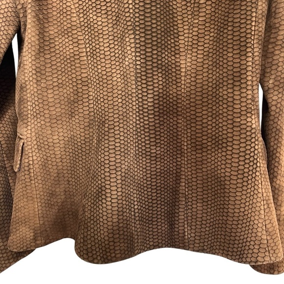 L'AGENCE Kenzie Double Breasted Lambskin Leather Snake Print Blazer Brown Size 2 - Picture 7 of 16
